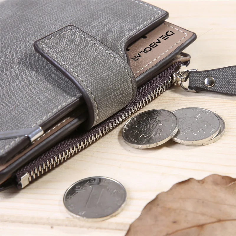 Men's Coin Purse Wallet Coffee Man PU Leather Wallet Zipper Business Card Holder Money Bag Wallet Male