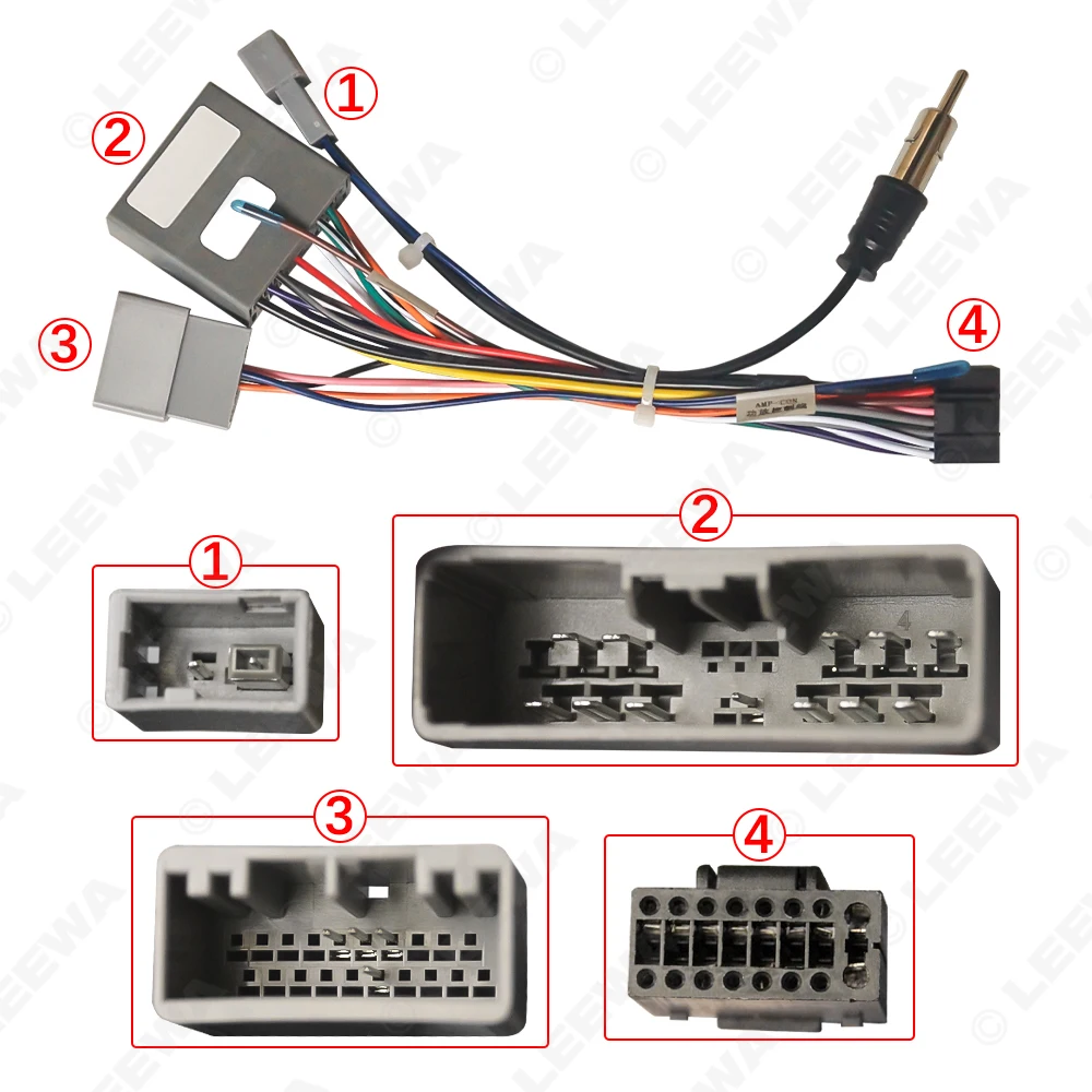 Connettore di cablaggio multimediale da 16 pin per auto con adattatore per antenna radio per cavo di alimentazione Honda Civic CRV 2006 ~ 2009