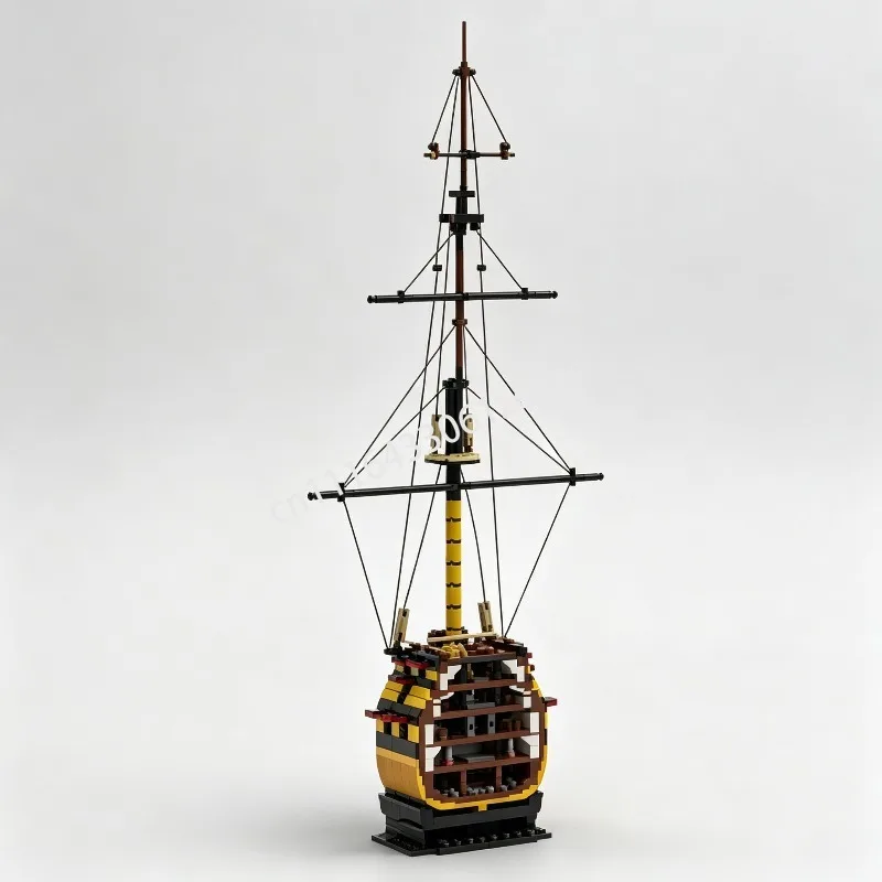 NEW 1428 Parts Ancient Sailing Warship Cross Section Display MOC Vessel Model Building DIY Assembly Educational CollectionGift