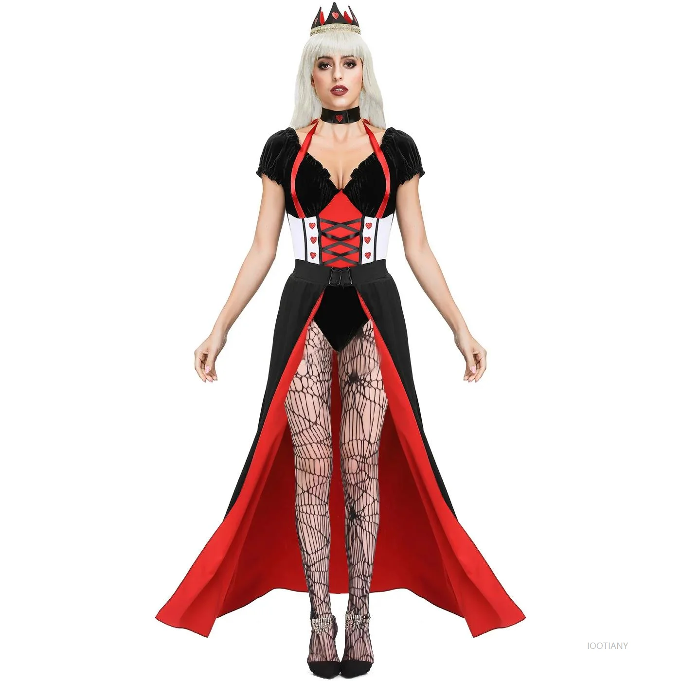 Halloween Alice In Wonderland Queen Of Hearts Queen Costume Stage Show Carnival Party Royal Court Poker Princess Elegant Cosplay