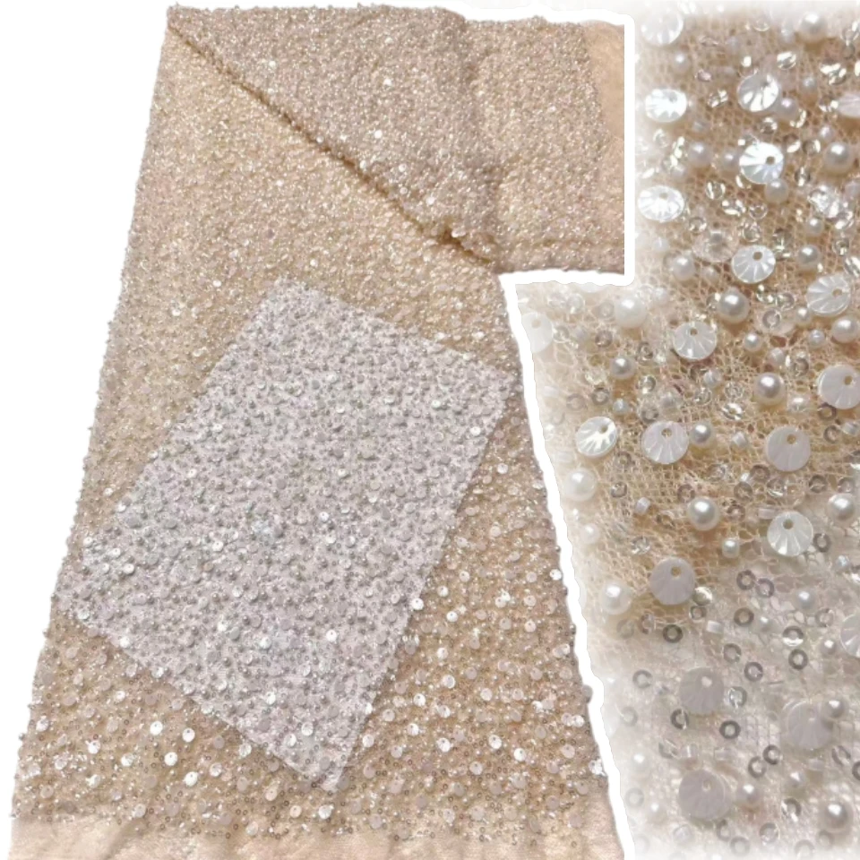 5Y الفاخرة الفرنسية الترتر أقمشة الدانتيل 2026 جودة عالية النيجيري الأفريقي مطرز أقمشة الدانتيل المرأة فساتين حفلات الزفاف CC1828 #1