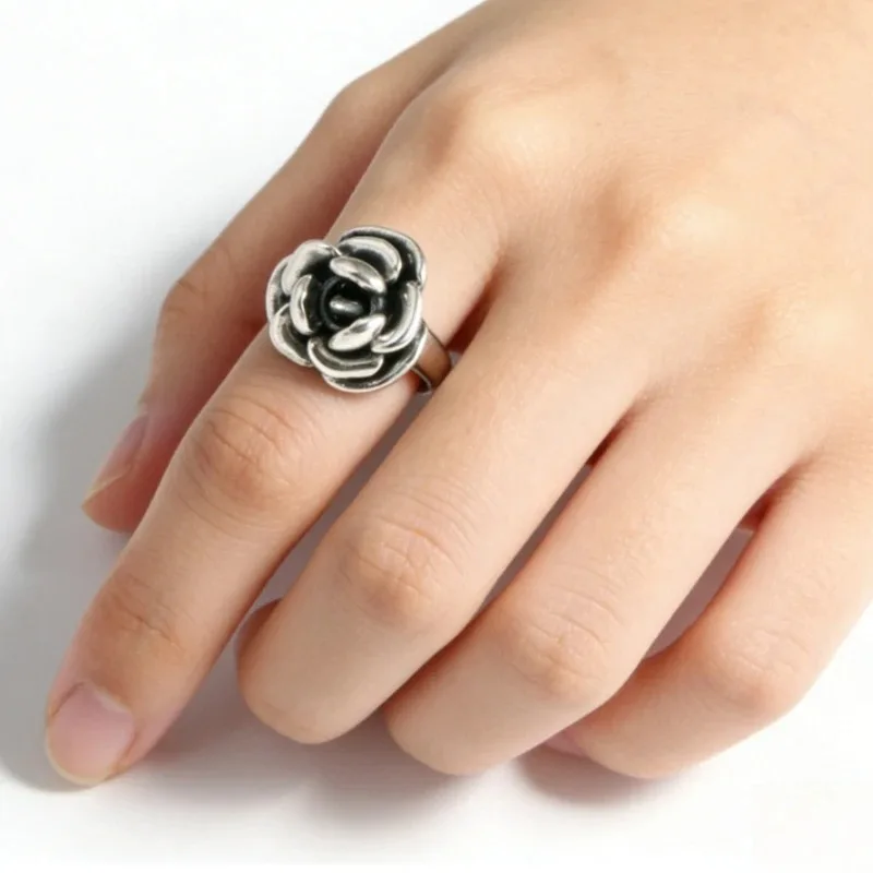 Dunkelrosen-Verteidigungsring, drehbarer Stachelring mit offenem Ende, Damen-Dekoration, Sicherheitsschutz, multifunktionaler Fingerring – Detail 5