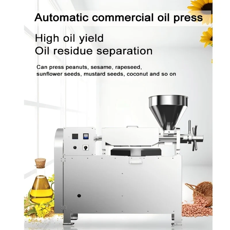 Commercial Food Processing Machinery Oil Press Machine for Peanuts Sesame Rapeseed Adjustable Pressing Speed Cake