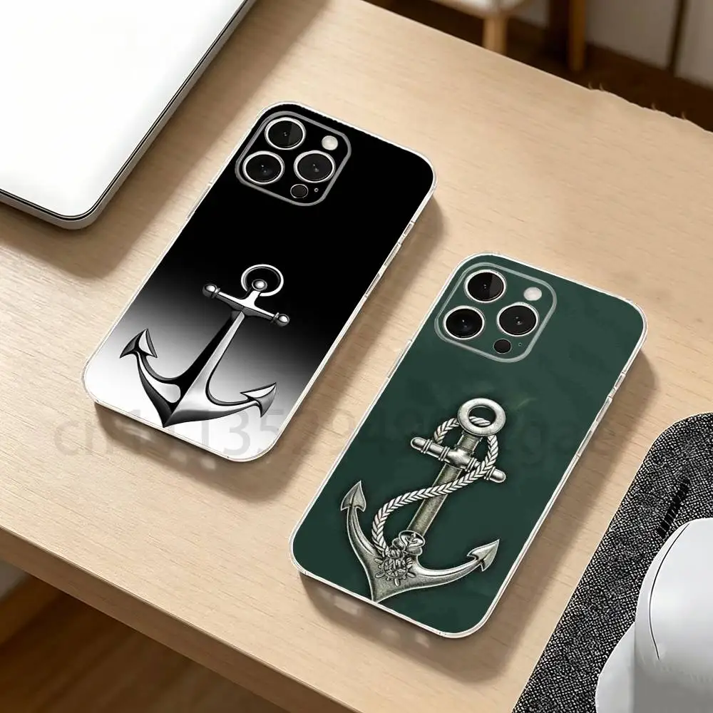 

Anchor Boat Ship Wheel Phone Case For iPhone17,16,15,14,13,12,11,XR,Pro,Max,Plus,mini,Transparent Soft Cover