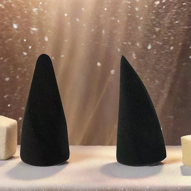 1/2PCS Precision Makeup Sponge Black Brown Wet And Dry Use Soft Sponge Powder Puffs Fingertips Cosmetic Puff Easy To Use Tools