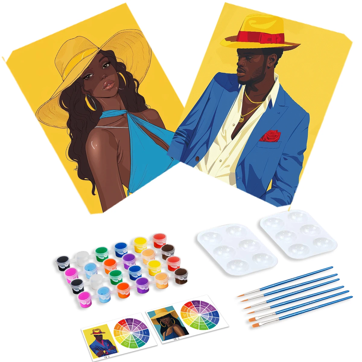 

CHENISTORY-Pre-Drawn Canvas Painting Kit for Couples, Paint Party Kits for Adults, Paint and Sip, Date and Night Games, 2PCs