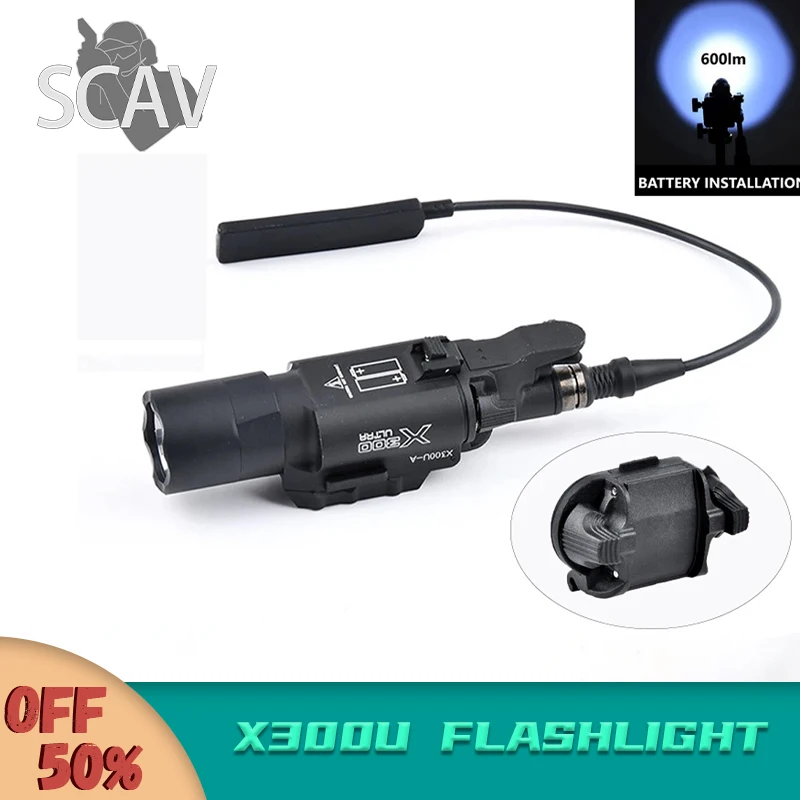 

Tactical Metal X300 Ultra Flashlight X300 Weapon Lights Airsoft Pistol Scout Light with Dual Function Pressure Switch Fit X400