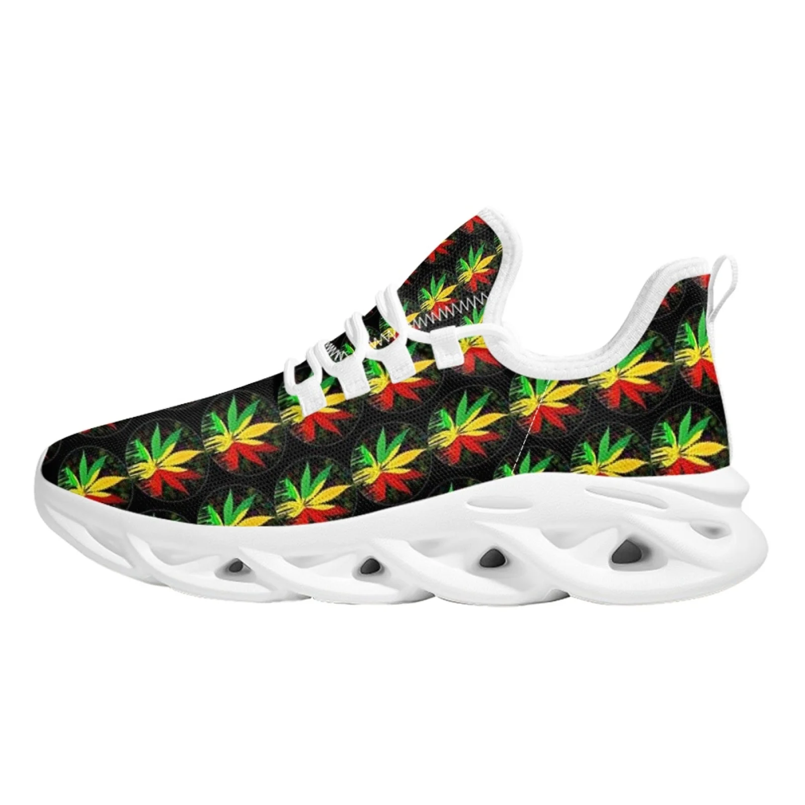Belidome Rainbow Weed Leaves Womens Running Shoes Casual Athletic Snealers Non Slip Womens Walking  Tennis Shoes Zapatos Mujer