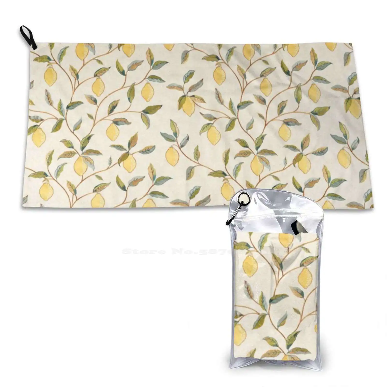 William Morris Lemon Fruit Tree Pattern 3D Print Bath Towel Strong Water Absorption William Morris Vintage Cottagecore Antique