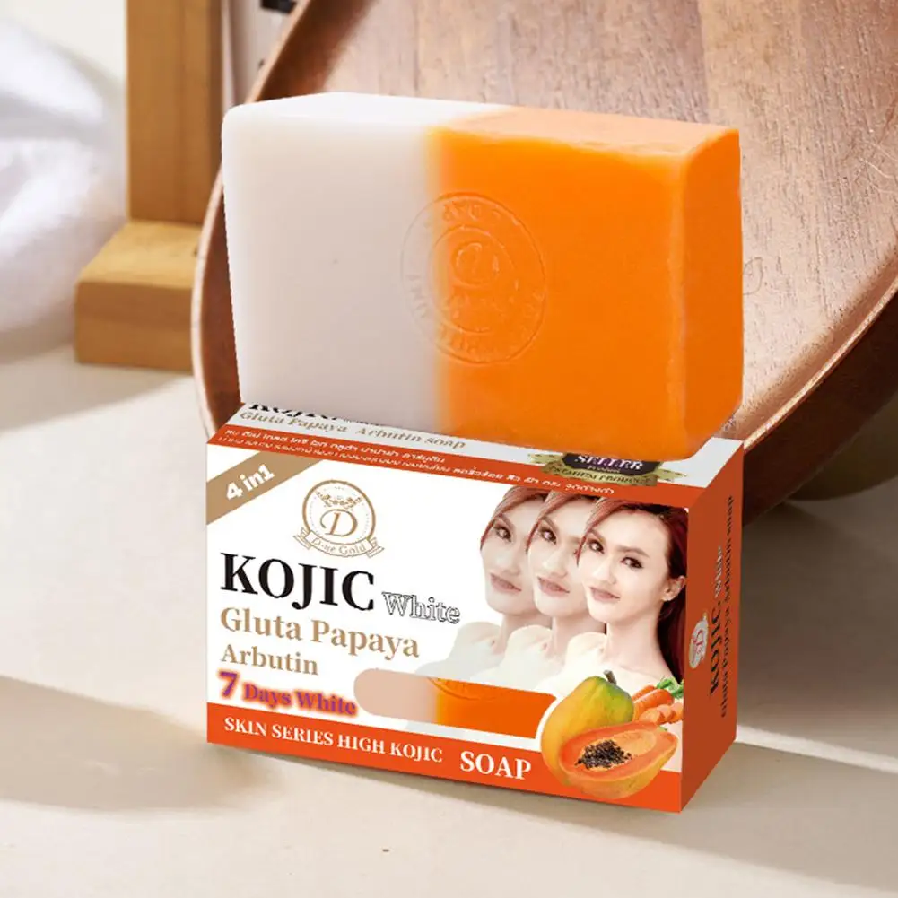 Papaya & Kojic Acid Handmade Soap Lemon Turmeric Scent, Natural Cleansing Bar with Essential Oils for Body Face Skin Care