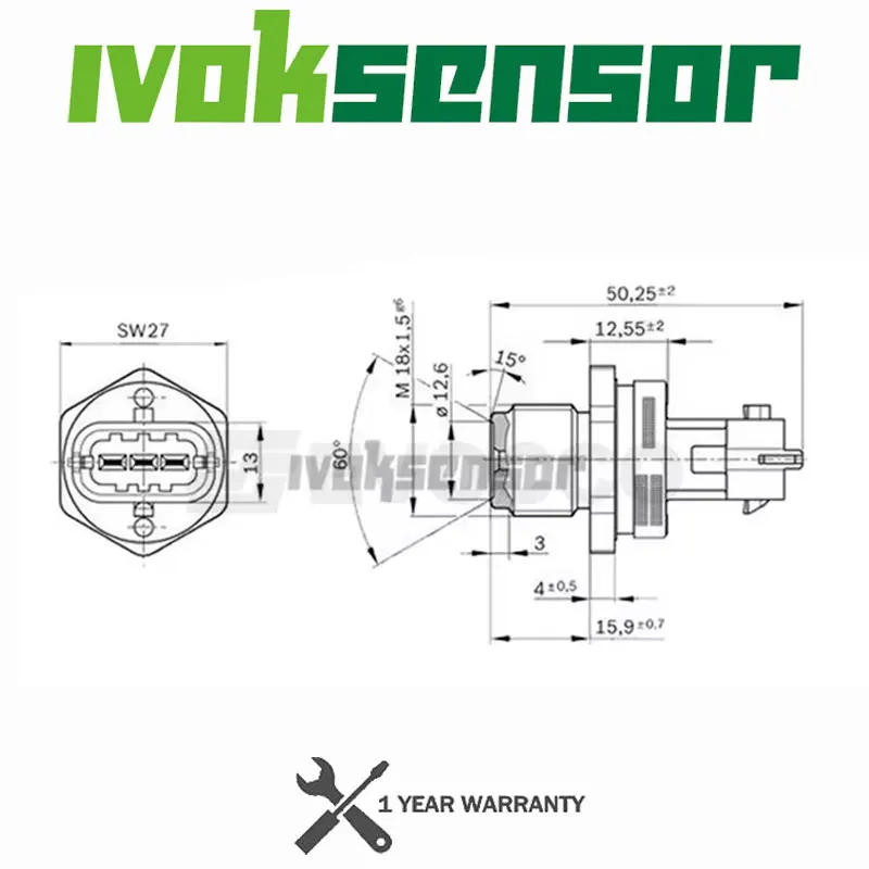 Fuel Rail High Pressure Sensor Common Injection 0281006158 0281002864 0281002707 20792328 For IVECO OPEL VAUXHALL SAAB VOLVO