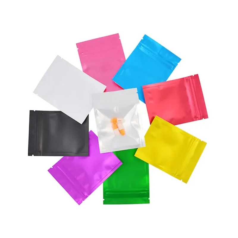 100 Uds. Bolsas Ziplock de papel de aluminio mate con ventana esmerilada DIY joyería de café baratijas Matcha cacao Snack bolsas de regalo de té