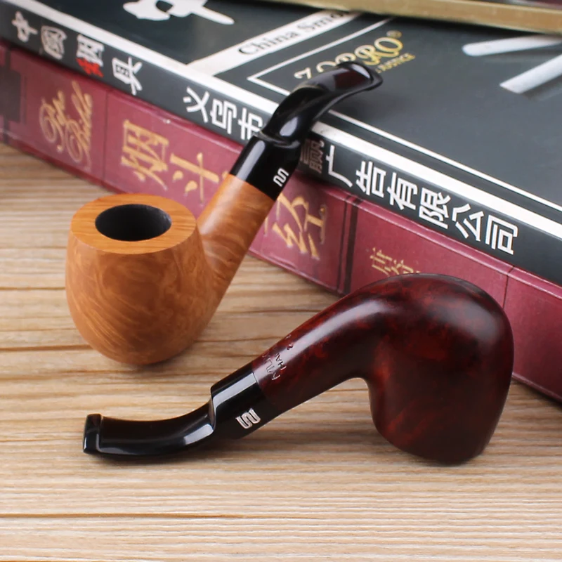 

MUXIANG Small briar tobacco pipe Handmade pipe for beginner Smoker's Father's gift 3mm pipe channel design Curved handle pipe