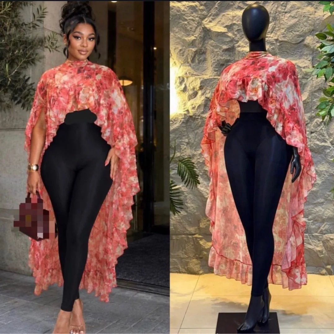 Women's 2026 Autumn. New Random Elegant Irregular Print Rule 124; Rule 124; Long Shirt Top Wedding Dress Beach Clothes Vestidos