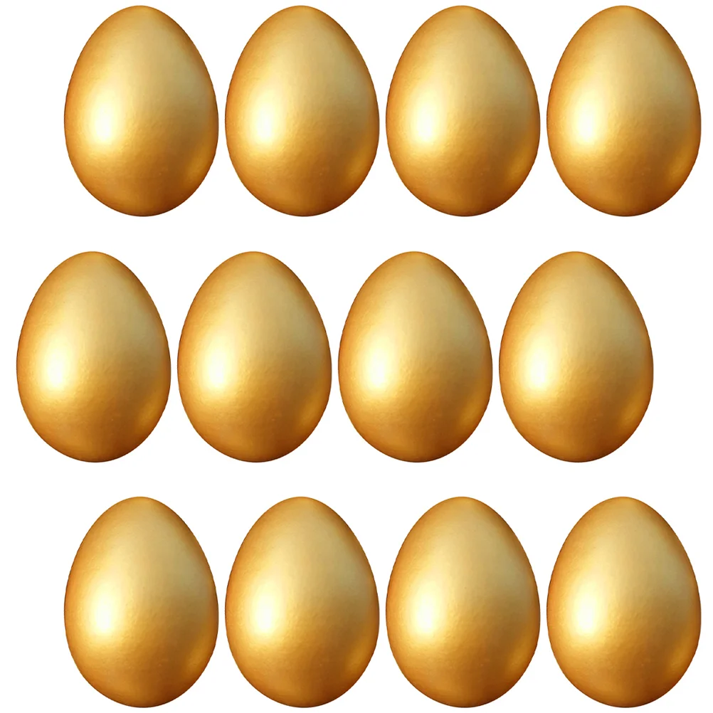 

12 Pcs Outdoor Christmas Decorations Golden Egg Toy Double Cup Plant Wood Child Net Faux Eggs for