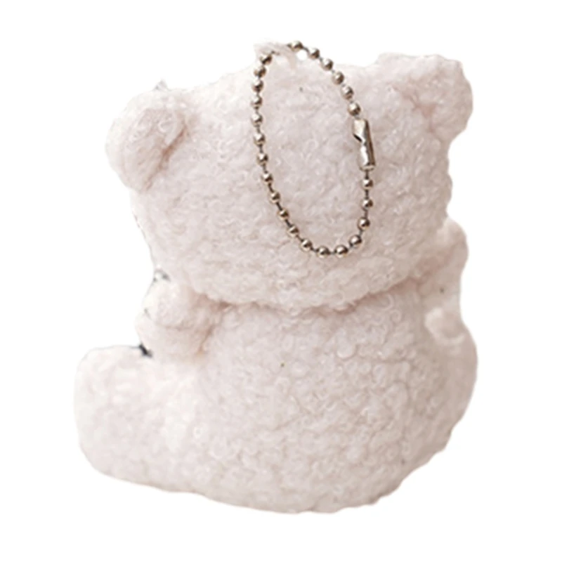 Plush Bear Key Chain Ornament Bowtie Bear Hanging Pendant for Bag Purse Tote Backpack Pendants Stuffed Keyring