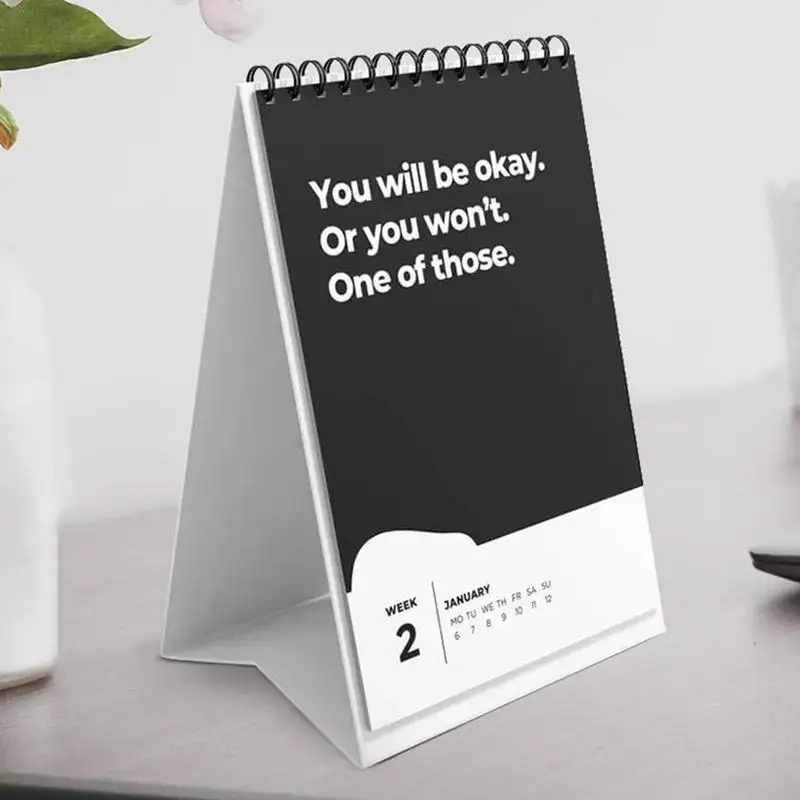 Desktop Calendar 2025 black Humor Desk Calendar with Pseudo-Inspirational Phrases Students Desk Organizer Negative quotes