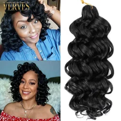 VERVES Synthetic Deep Wave Crochet Hair 9 12 14 inch Ombre Extension Ocean Short Curly Weave Twist Braids Water Brown Black Grey