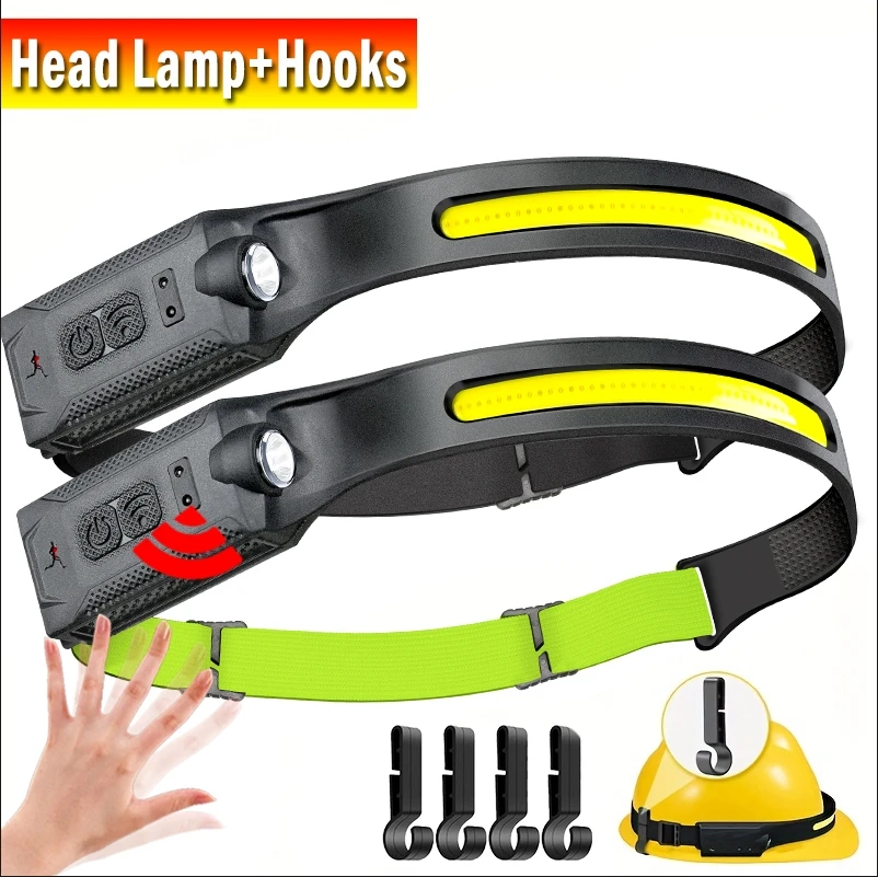 

Induction Headlight COB LED Sensor Head Lamp Built-in Battery Flashlight USB Rechargeable Head Torch 5 Lighting Modes Head Torch