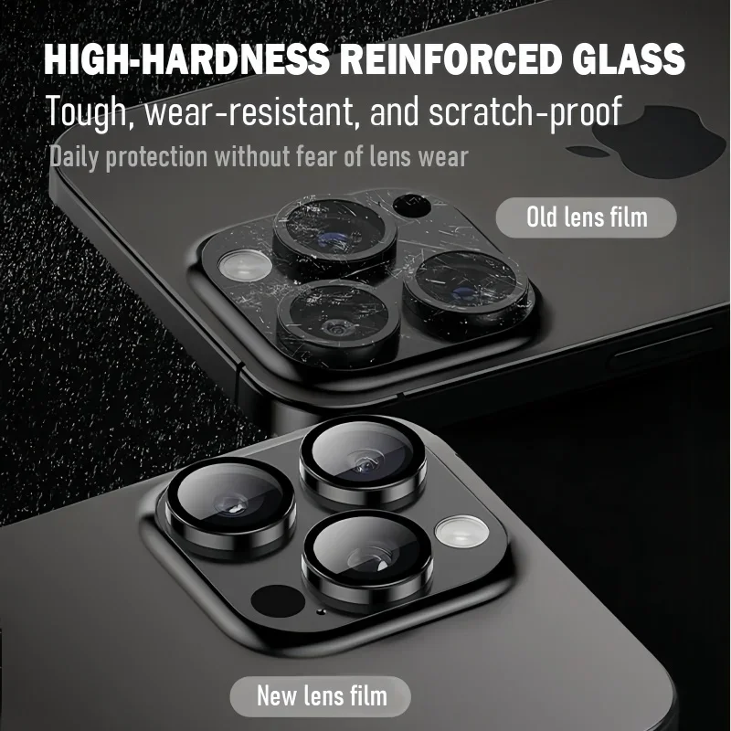 Металлическая защита камеры для iPhone 17 pro Max 17 Air 14 15 16 pro Max plus кольцо из сплава с задней крышкой объектива из закаленного стекла