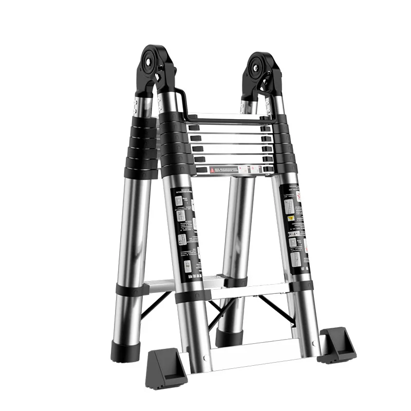 Stainless steel telescopic ladder Multifunctional household herringbone ladder Portable folding ladder Bamboo ladder Lifting