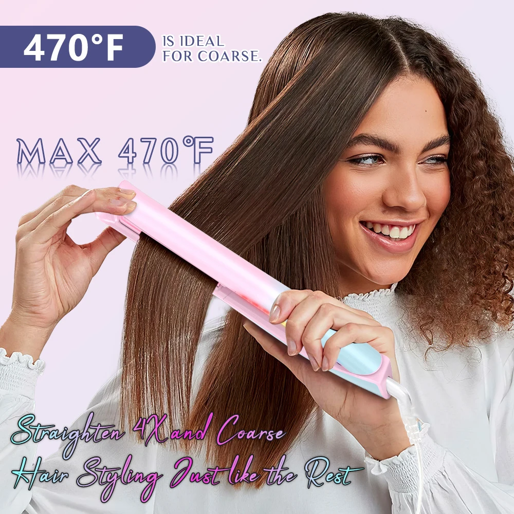 2 In 1 Hair Straightener and Curler Professional Hair Flat Iron Colorful Light Dual Voltage