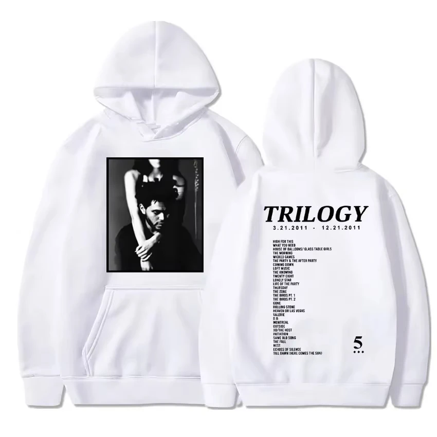 The Weeknd Trilogy Album musicale felpe con cappuccio da donna stampa Pullover con cappuccio Rapper Hip Hop Singer felpa in pile per fan uomo top