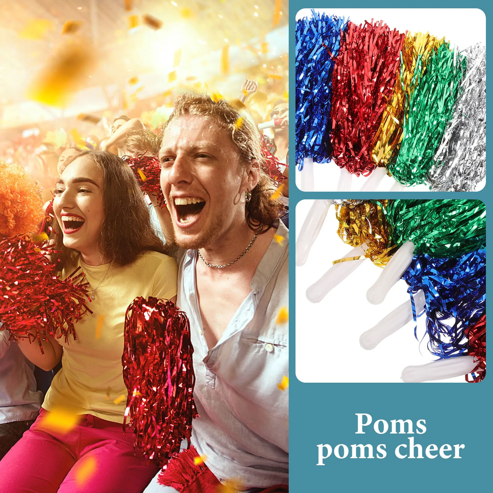 10개 응원 폼폼 눈길을 끄는 생생한 색상 부드러운 손잡이 가벼운 무게 댄스 팀 대회 모임용 휴대용
