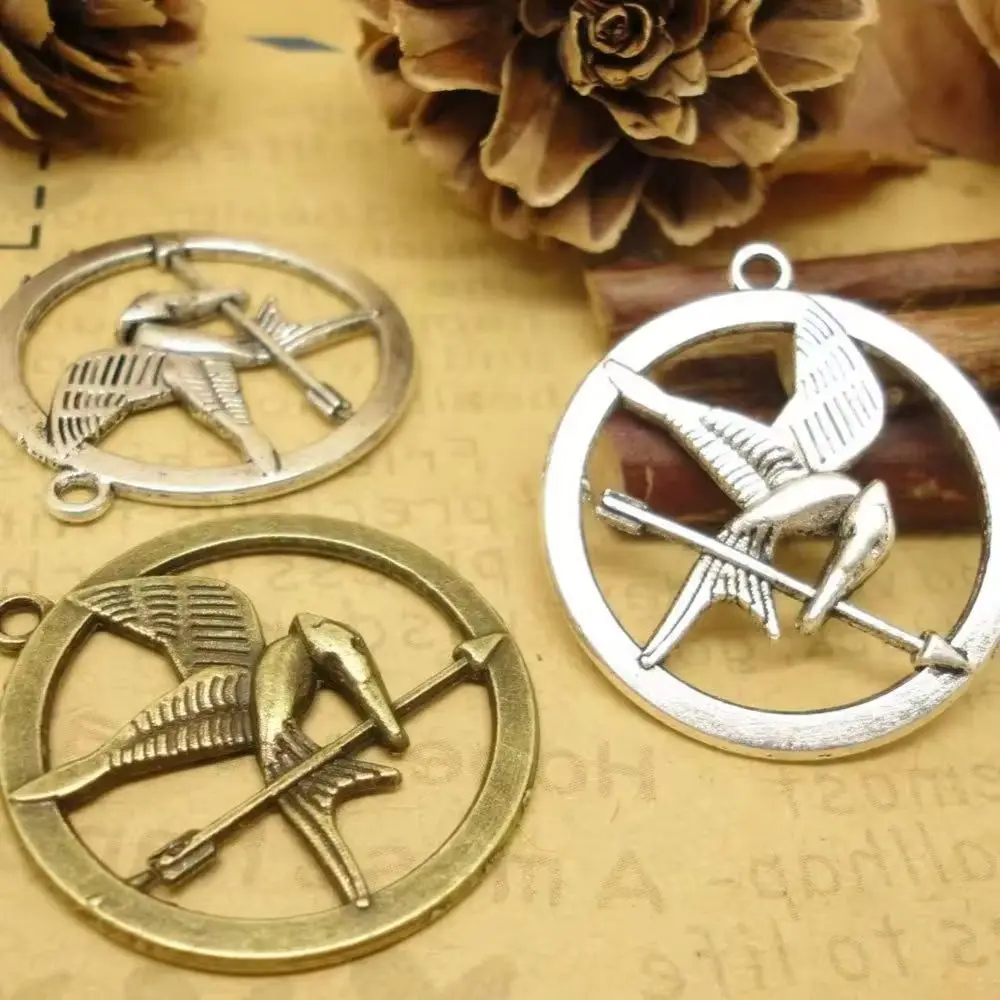 Antique Bird Charm Bird Surrounding Hunger Games Movie Size 25mm Making Fit Vintage DIY Jewelry Bracelet Necklace Handmad