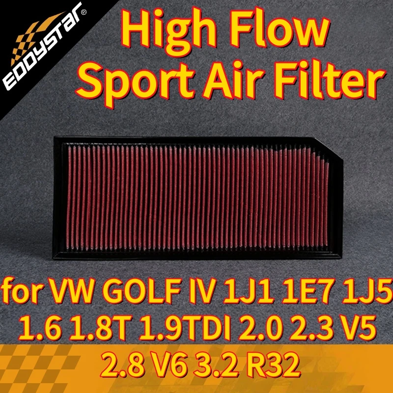 

Спортивный воздушный фильтр с высоким расходом для VW GOLF IV 1J1 1E7 1J5 1,6 1,8T 1,9TDI 2,0 2,3 V5 2,8 V6 3,2 R32 Моющиеся гоночные впускные фильтры