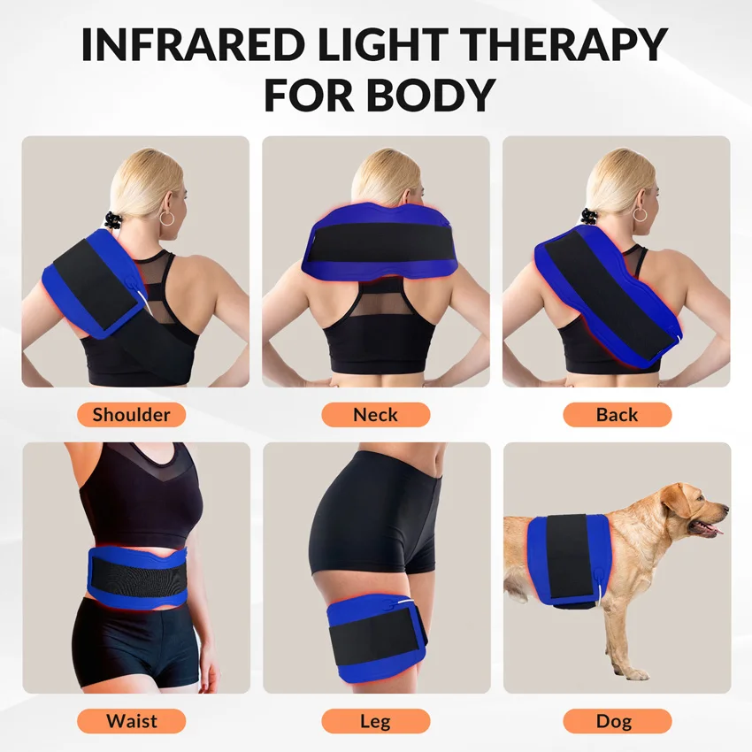 LED Red Light Therapy Belt for Pain Relief 660nm 850nm 940nm Red Infrared Light Pad for Waist,Back,Knees,Wrists Joints Muscle