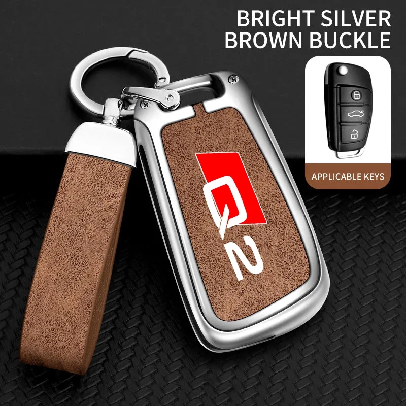 Zinc Alloy Style Car Key Case Cover Shell For AUDI Q2 SQ2 2016 2019 2020 2022 Remote Control Protector Keychain Auto Accessories