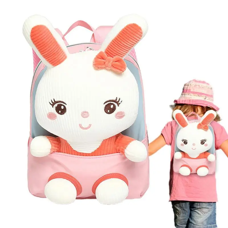 

Baby Bunny Backpack Detachable Toddler Schoolbag For Girls Preschool Kindergarten Kids Shoulder Bag With Plush Rabbit Doll 3D