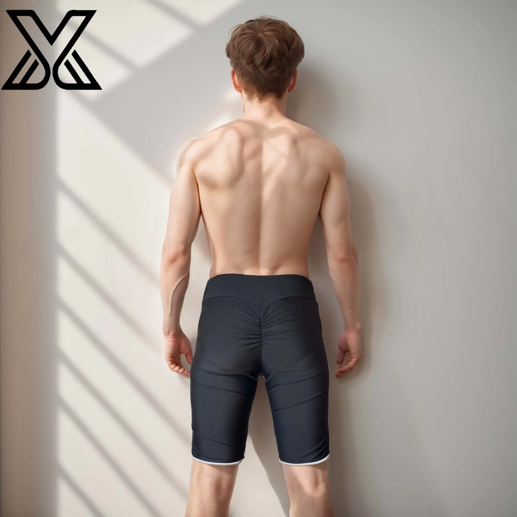 XMJXMY Мужские сексуальные однотонные шорты персикового цвета с пятью четвертью, облегающие, с подъемом ягодиц и плавки Perky