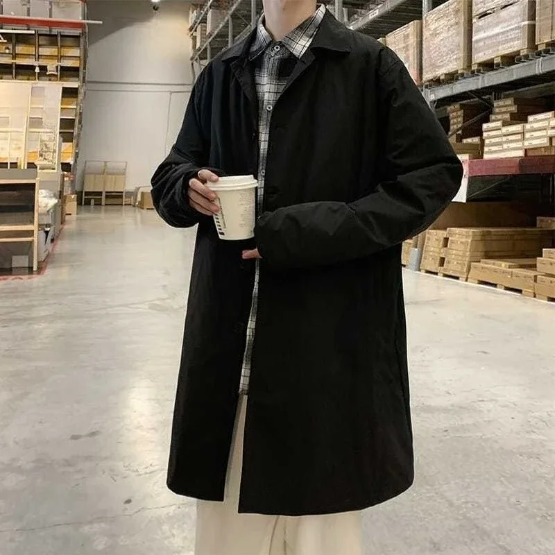 

2025 New Men's Trench Coat Mid Length Khaki Oversized Casual Style Spring Autumn UK Inspired Coat​