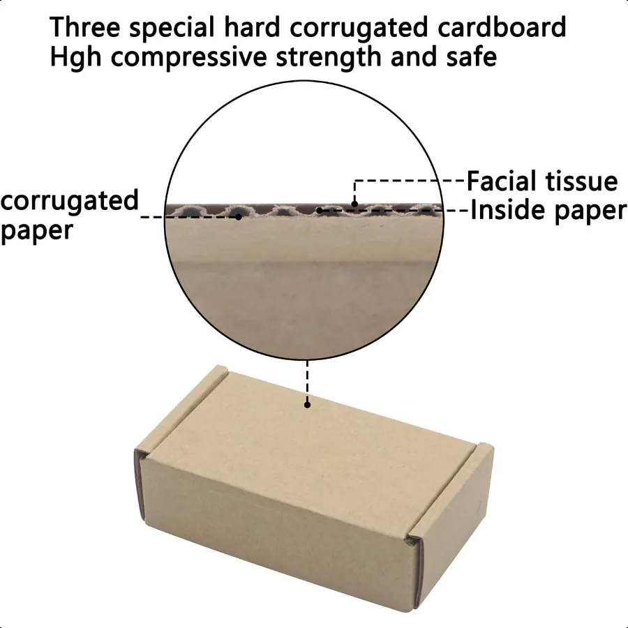 50 Pack Kraft Paper Boxes Foldable Rectangular Paper Box Packing Box for shipping Storaging Small items Brown 3.62 x 1.98 x 1.0