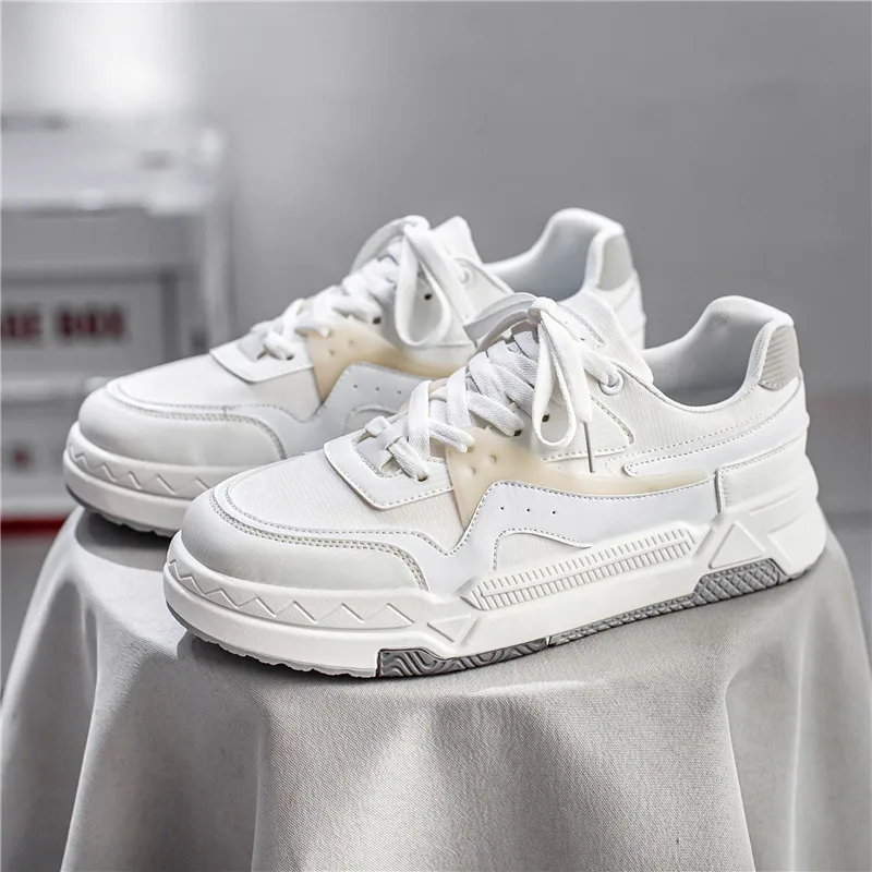 Men's Casual Sneakers Trend Korean Platform Shoes 2023 New White Sneakers All-match Comfortable Shoes Spring Skateboard Shoes