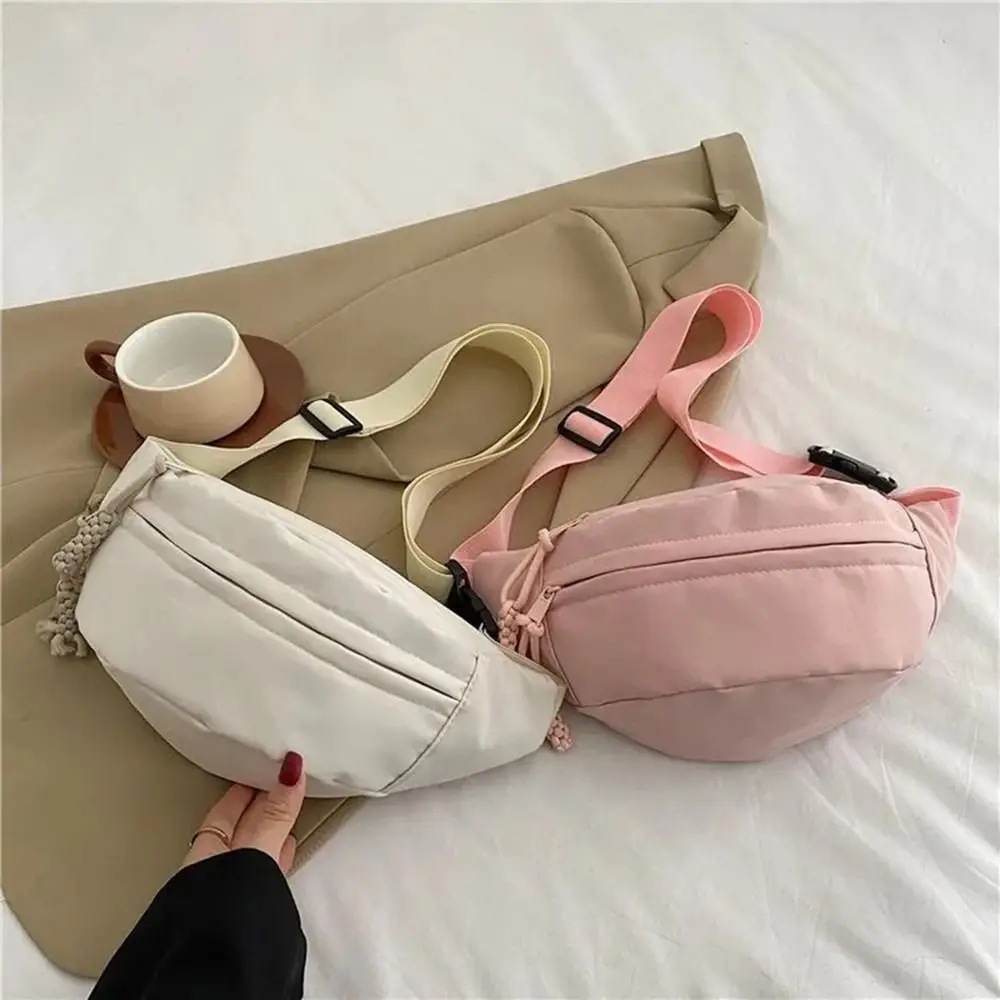 Ladies Canvas Crossbody Bags Solid Color Women Sling Waist Pack Women\'s Chest Bag Waterproof Hiking Bag Handbags