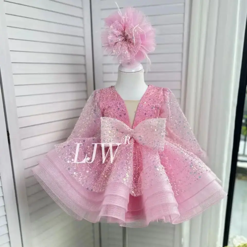 

Scoop Neck Luxury Flower Girl Dress Baby Kids Birthday Party Communion Party Gown Christmas Ceremonial Dress pening Ceremony pro