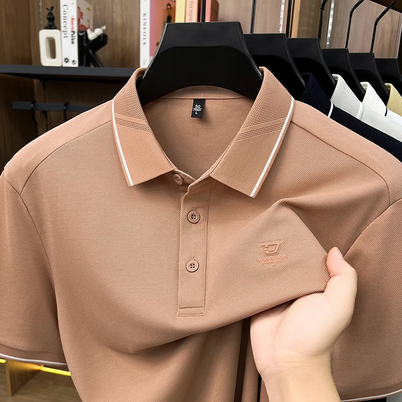 Light luxury Brand Men's short sleeve polo shirt new fashion embossed summer leisure business breathable high-quality T-shirt