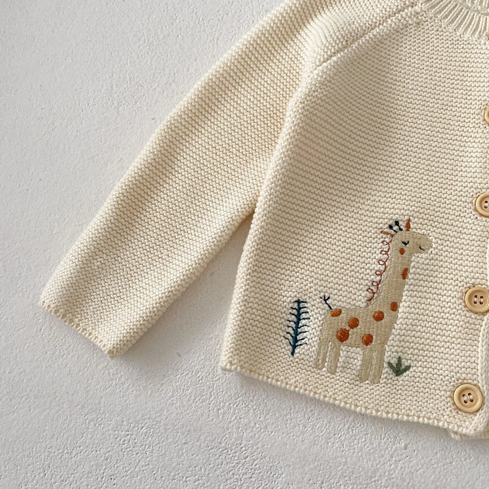 2024 Autumn Baby Sweater For 0-3Years Newborn Boy Girl Long Sleeve Cartoon Elephant Knitwear Cardigan Tops Warm Clothes