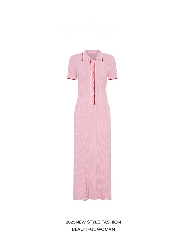 

NINNG вязаный воротник Dr женская летняя модная возрастная длинная юбка с поясом для похудения, корейская свободная посадка