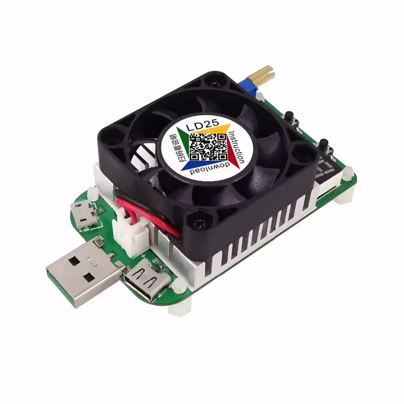 Electronic Load resistor USB Interface Discharge battery test LED display fan adjustable current voltage 25w For arduino