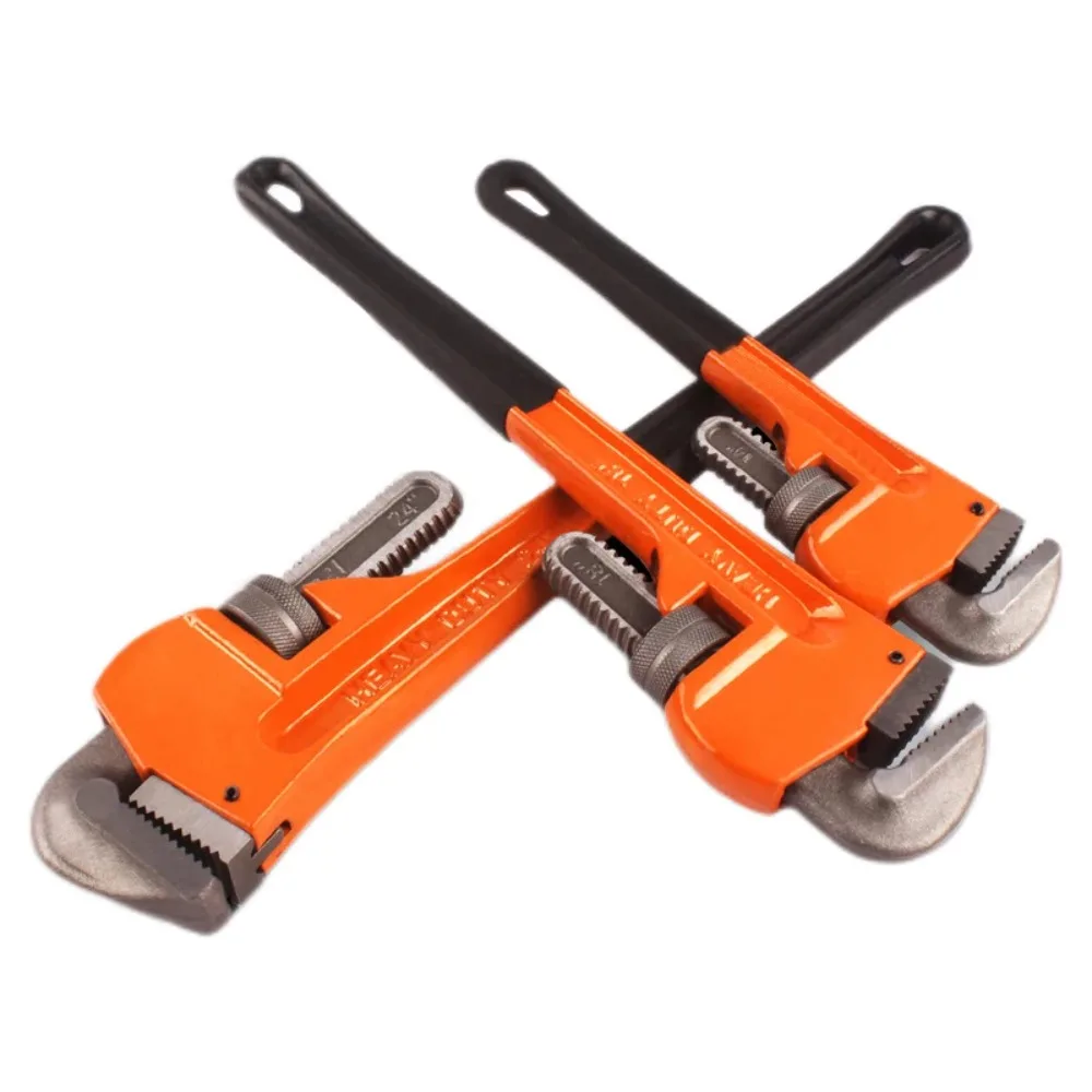 Heavy Duty Straight Pipe Wrench 8/10/12/14/18 Inch Plumbing Installation Pliers Spanner Universal Large Opening Adjustable Clamp