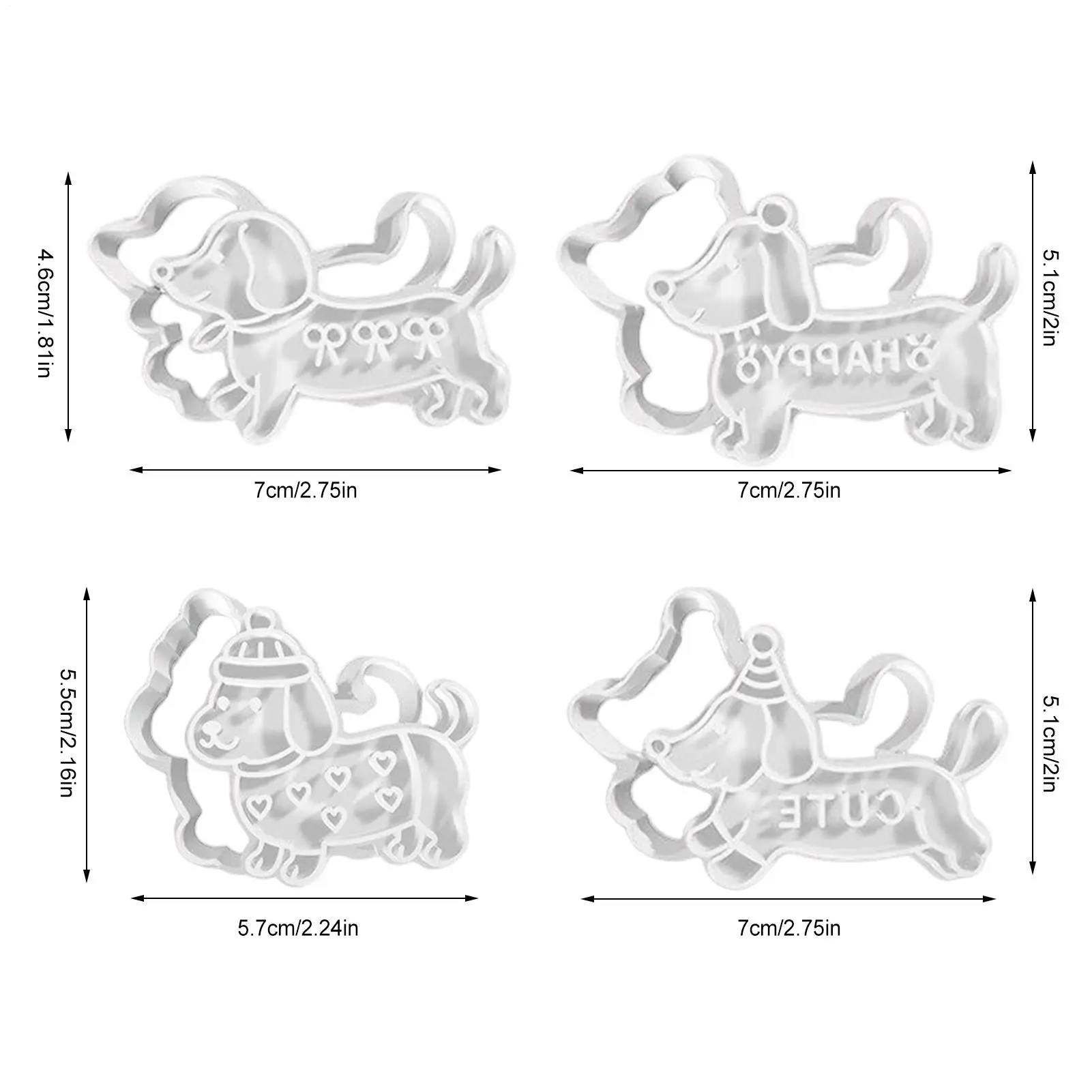 4 Pieces Cute Dachshund Biscuits Mold Set Pressing Cookie Cutters Dog Shapes Cake Mold DIY Dog Snack Party Baking Tool view 6