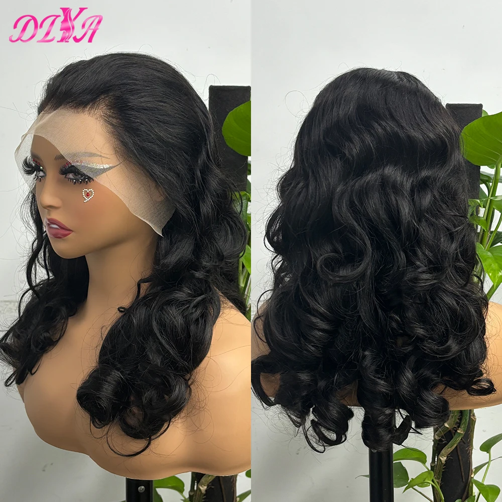 Onda do corpo Perucas de cabelo humano para mulheres, perucas onduladas do laço, densidade 250%, cor natural, cor natural, 13X4