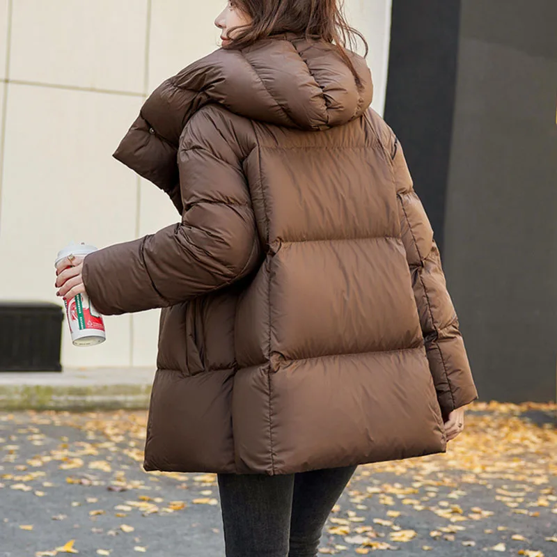 Female Overcoat 2024 New Thickened White Duck Down Down Jacket Winter Fashion Warm Hooded High Quality Women Down Jacket H86