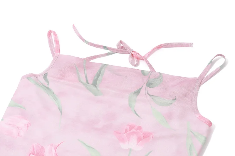 Francês sexy dupla camada gaze estilingue vestido feminino verão spice girl magro hip vestido