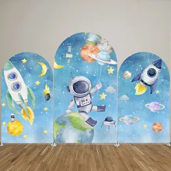 Outer Universe Galaxy Arch Backdrop Cover for Birthday Party Astronaut Rocket Arched Stand Cover Baby Shower Decorations Props