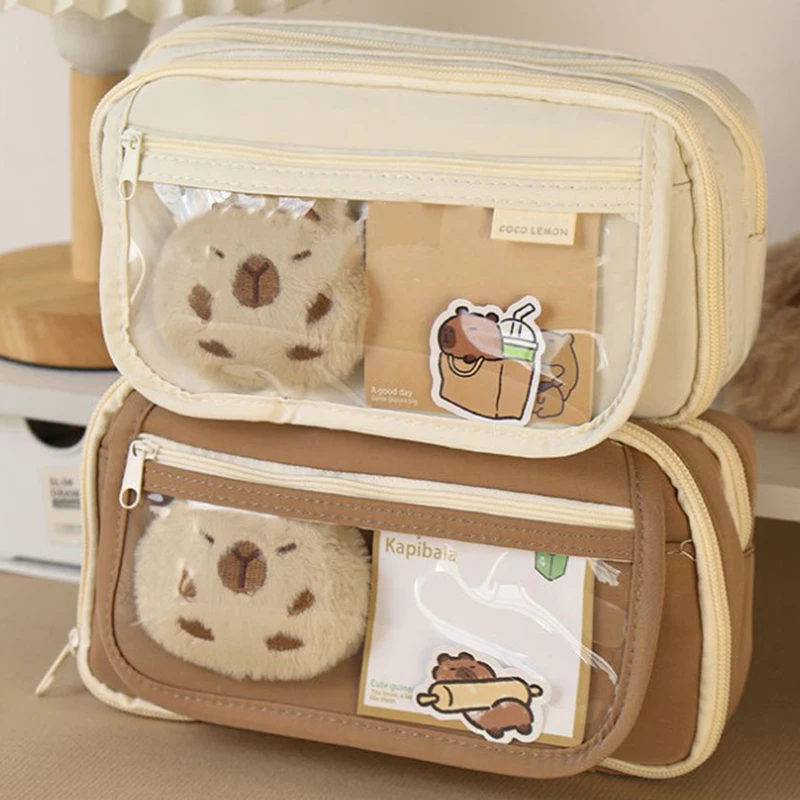 Imagem -03 - Grande Capacidade Kawaii Lápis Case Bonito Tecido Papelaria Bolsa de Alta Aparência Lápis Case Sujo-resistente Novo de